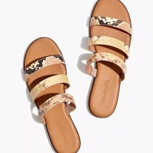 Madewell The Ilana Slide Sandal in Snake Embossed Leather. Size 7.5. NWT.